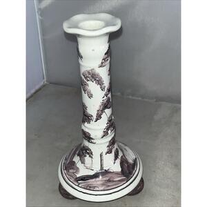 Hand Painted Deborah Sears ISIS Ceramic Candlestick Red/Brown Paladin